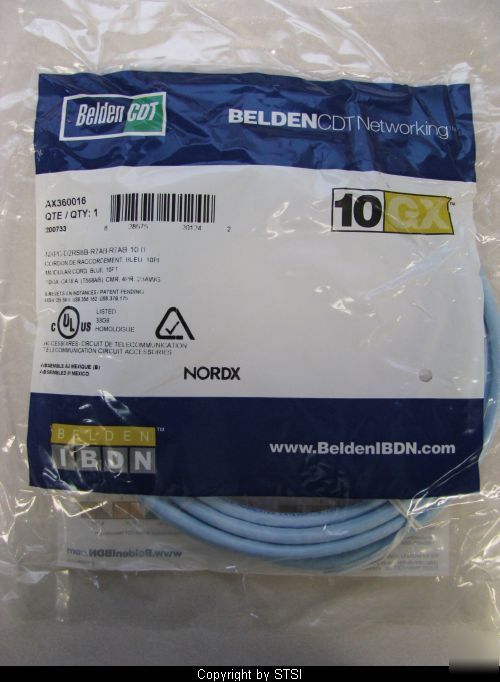 Belden 10 ft CAT6 ethernet patch cable, 4PR 23AWG ~stsi