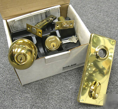 Schlage combo deadbolt + doorknob keyed entry lock set