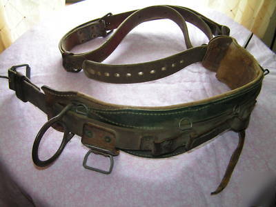 Leather linemans tree climber safety belt strap harness