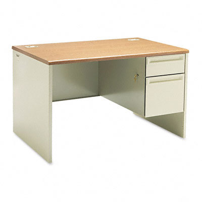 38000 series desk w/right pedestal, medium oak