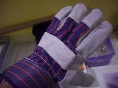 4 pair heavy duty leather full length palm work glove