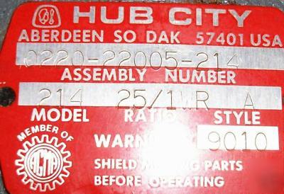 Hub city 210 series dual output worm gear drive 25:1 