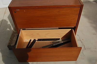 QTY2-walnut oak wood drawer lateral file cabinet filing