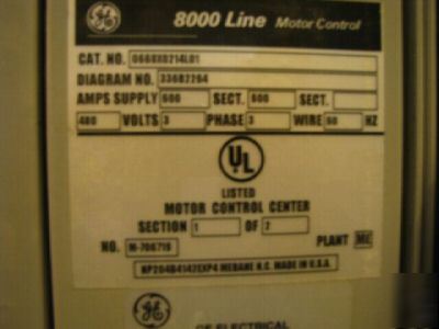 Ge 8000 line motor con. center cat # 0668X0214L01 used