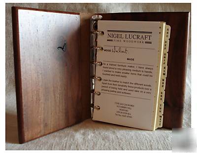 Compact organiser/ address book made out of lacewood