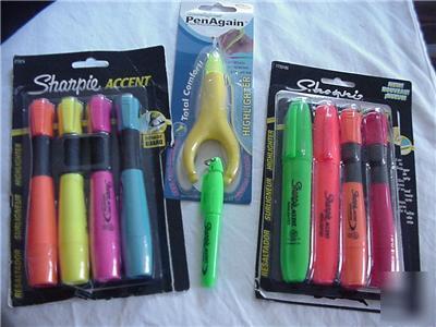 10 sharpie highlighters accent, mini, glidelighter