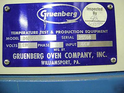 Gruenberg 400F solvent drying oven 20