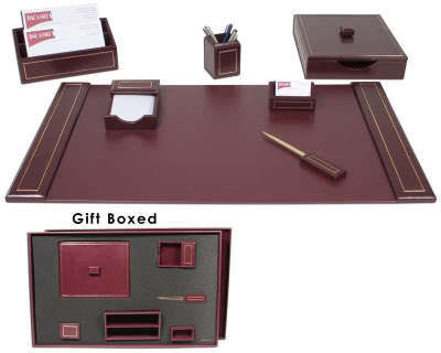 24KT gold tooled gift set - burgundy leather - D5204