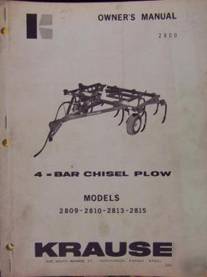 Krause 2800 series 4-bar chisel plow owner's manual