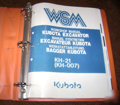 Kubota kh-21 & kh-007 excavator workshop service manual