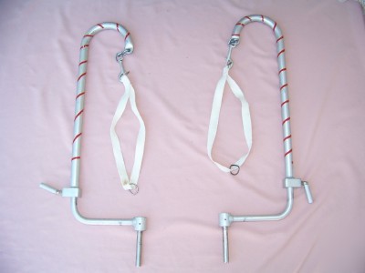 Surgical or table candy cane type leg holder stirrups
