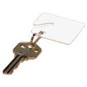 Mmf slotted square plastic key tag - plastic - white
