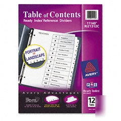 Avery(r) classic ready index(r) table of contents divid