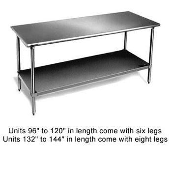 Eagle T3648SEB work table, stainless steel top, undersh