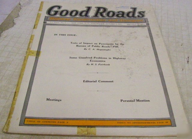 Good roads 1922 construction magazine vol 62 no 1 issue
