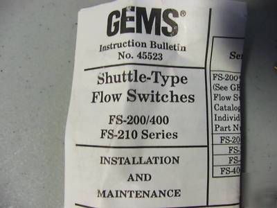 New gems flow switch shuttle type fs-200 brass 1.5 inch 