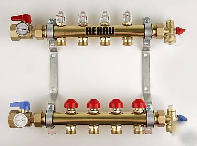 Brass manifold for radiant heat pex - 7 circuit