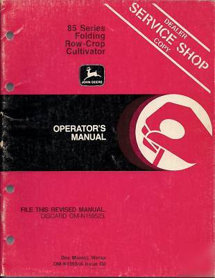John deere 85 series cultivators operator's manual