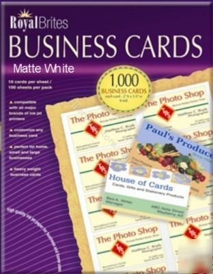 Royal brites matte blank white business cards 1000 ct