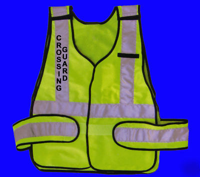 Crossing guard lime reflective traffic safety vest ansi