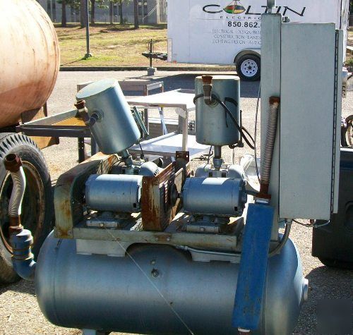 Duplex rotary vane vacuum pump tank + control 460V gast