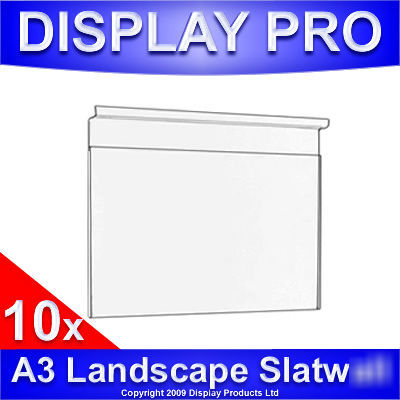 10 x A3 landscape acrylic slatwall poster sign displays