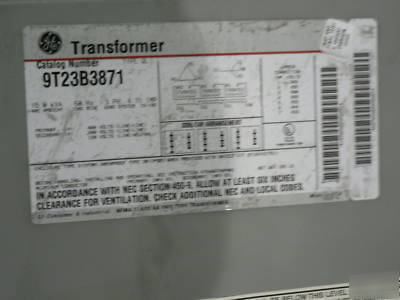 Ge industrial 15KVA transformer 480 volt to 208Y/120 v