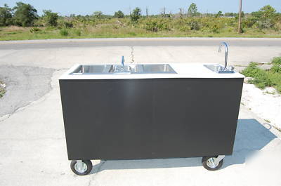 Concession cart stand mobile three sink with hand wash