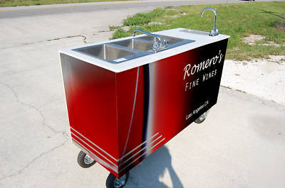 Concession cart stand mobile three sink with hand wash