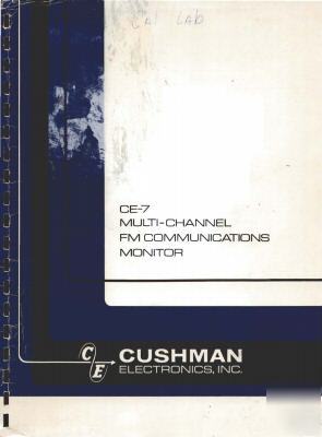Cushman ce-7 communications monitor op/service manual