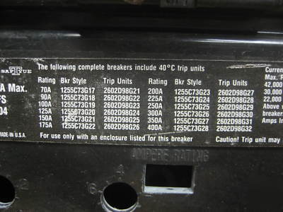 Westinghouse molded case switch LA3400FS 400 amp a 400A