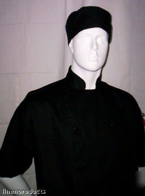 3 coat chef jacket xs s m l xl 2X lite black + 3 hats