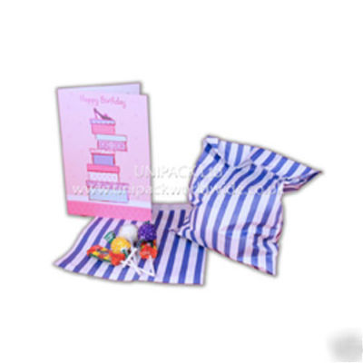 500X blue candy stripe paper bags - 5'' x 7'' 