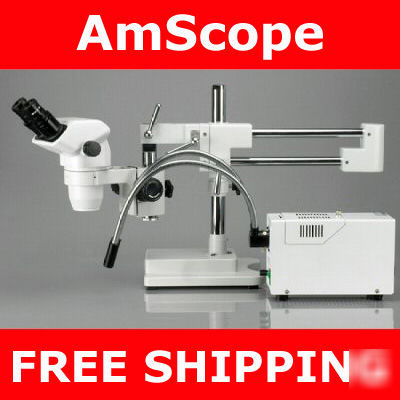 6.7X-225X binocular stereo zoom microscope on 3D boom