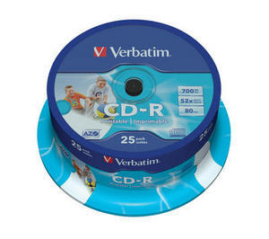 New verbatim cd-r 52X printable 25 pack spindle