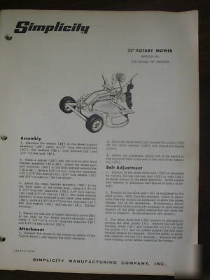 Simplicity walkbehind tractor, tiller, & mower manuals