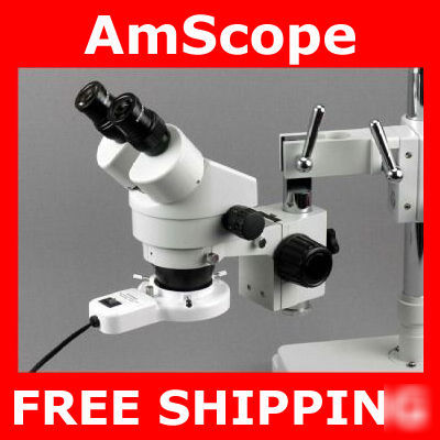 3.5X-90X industrial stereo boom microscope + ring light