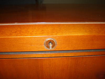 ***solid wood executive desk & 2 dr file by kimball***
