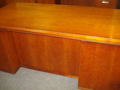***solid wood executive desk & 2 dr file by kimball***