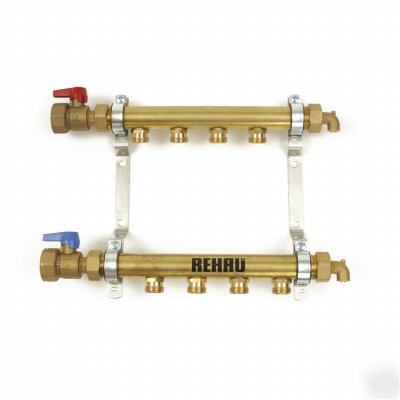 Pex radiant floor heat manifold brass - 6 circuit