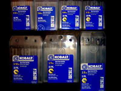 Kobalt 65PC drill bits 3/32,7/64,9/64,5/32,3/16,1/4,3/8