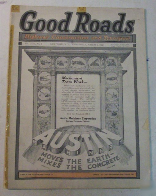 Good roads 1922 construction magazine vol.62, no.9