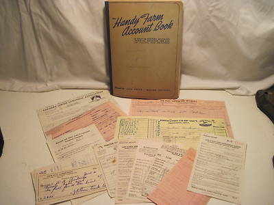 Vintage 1951 farm record book with receipts john deere