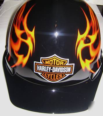 Harley davidson construction safety hard hat-flames