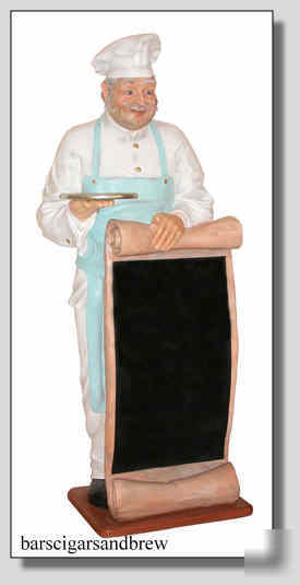 Life size pastry chef chalkboard cook baker old style