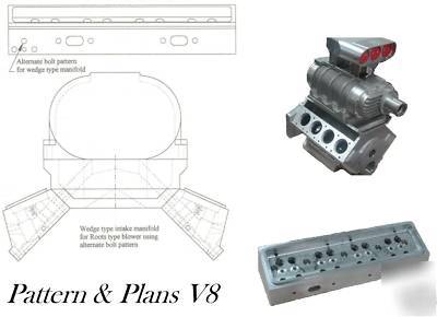 1/4 1/3 scale engine gas nitro alchol V8 prints plans