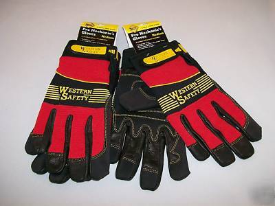 New mechanic's gloves western safety set of 2 pair med 