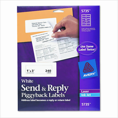 Send & reply labels, white, 12/sheet, 240/pack