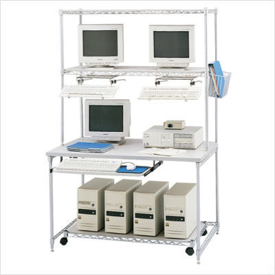 Safco products wire lan workstation in metallic gray