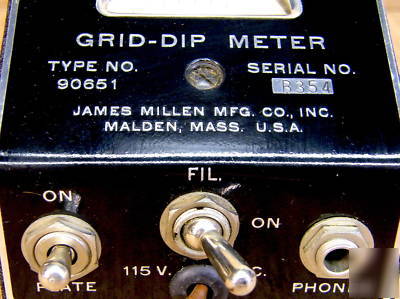 James millen grid dip meter. ca 1949, w/ all coils